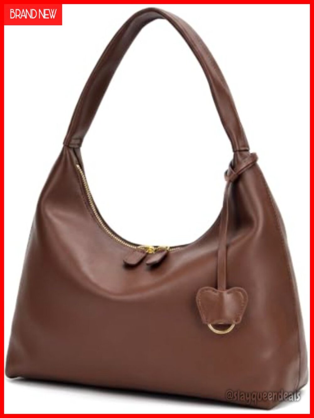 Vegan Leather Slouchy Hobo Shoulder Bag Crescent Tote Lightweight